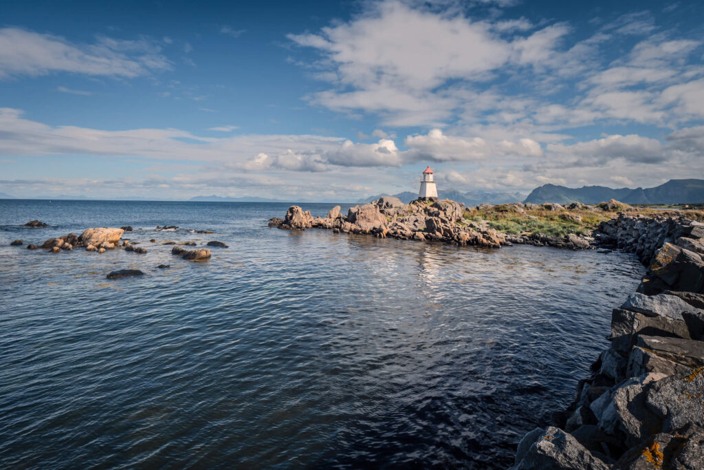 Molja Lighthouse in Svolvær on the Lofoten Islands in northern Norway